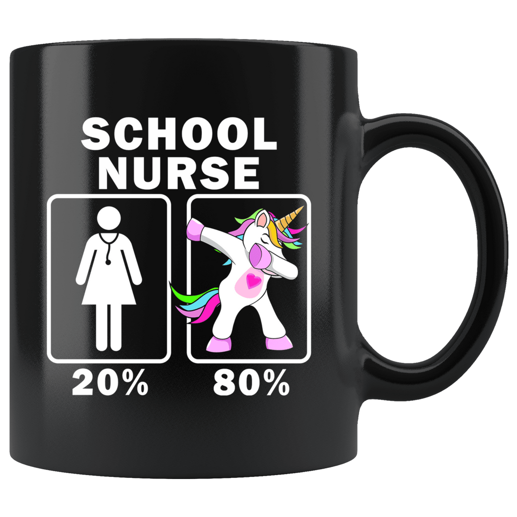 RobustCreative-School Nurse Dabbing Unicorn 20 80 Principle Superhero Girl Womens - 11oz Black Mug Medical Personnel Gift Idea