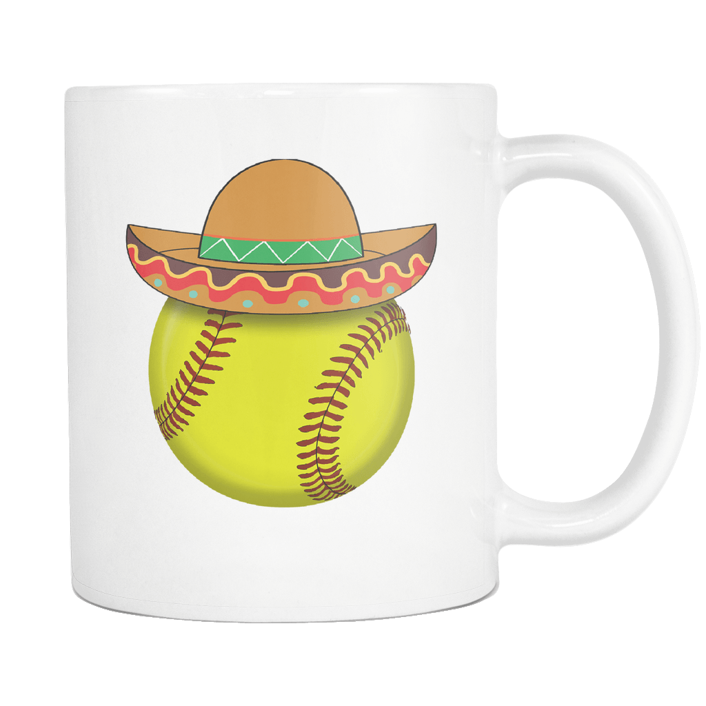 RobustCreative-Funny Softball Mexican Sports - Cinco De Mayo Mexican Fiesta - No Siesta Mexico Party - 11oz White Funny Coffee Mug Women Men Friends Gift ~ Both Sides Printed