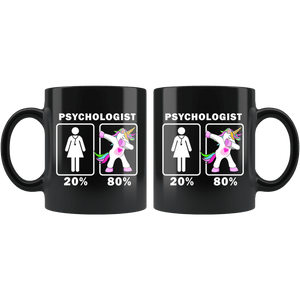 RobustCreative-Psychologist Dabbing Unicorn 20 80 Principle Superhero Girl Womens - 11oz Black Mug Medical Personnel Gift Idea