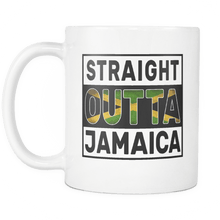 Load image into Gallery viewer, RobustCreative-Straight Outta Jamaica - Jamaican Flag 11oz Funny White Coffee Mug - Independence Day Family Heritage - Women Men Friends Gift - Both Sides Printed (Distressed)
