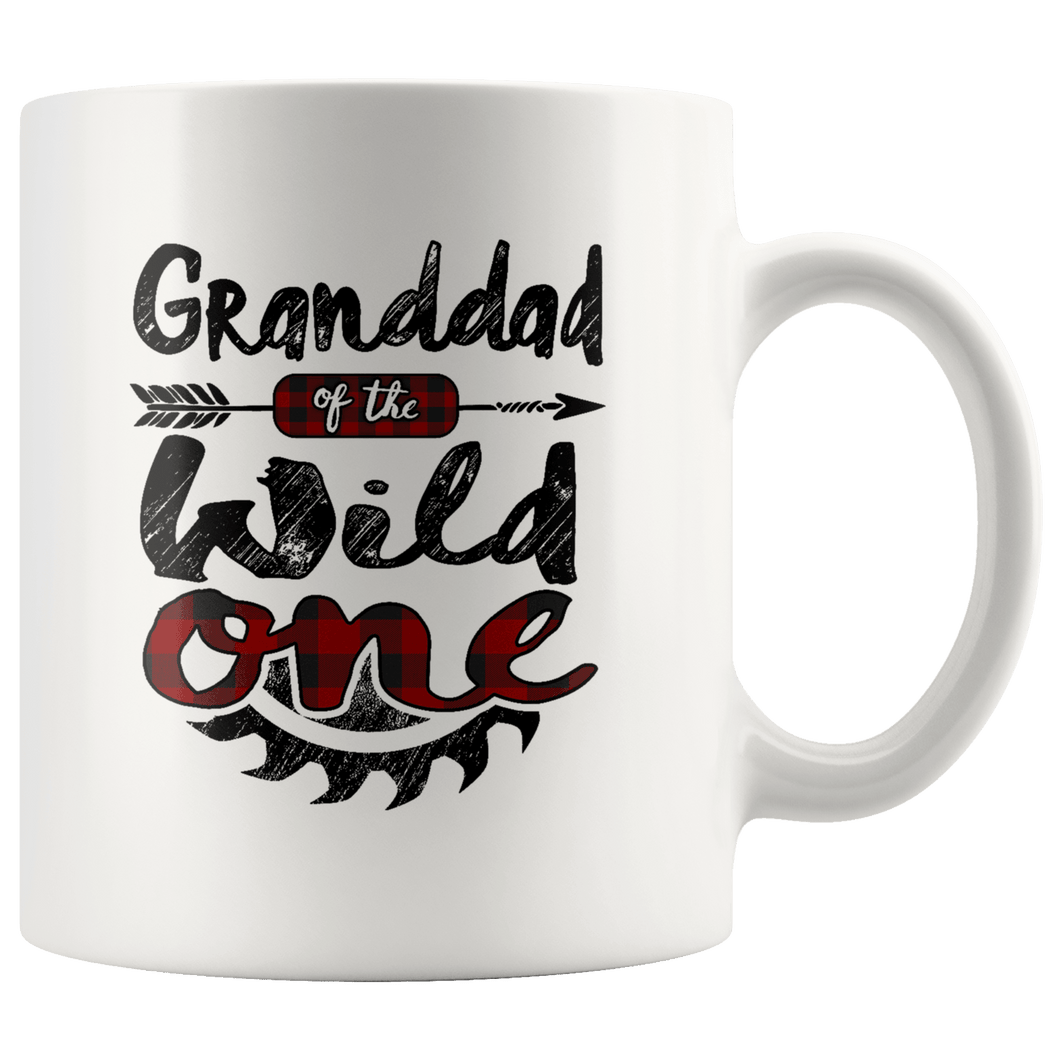 RobustCreative-Granddad of the Wild One Lumberjack Woodworker Sawdust - 11oz White Mug measure once plaid pajamas Gift Idea