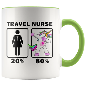 RobustCreative-Travel Nurse Dabbing Unicorn 20 80 Principle Superhero Girl Womens - 11oz Accent Mug Medical Personnel Gift Idea