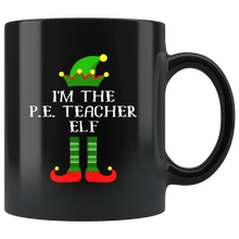 Load image into Gallery viewer, RobustCreative-Im The P.E. Teacher Elf Christmas Teaching&#39;s - 11oz Black Mug I Just Really Like to Teach Cute Tiny Humans Gift Idea
