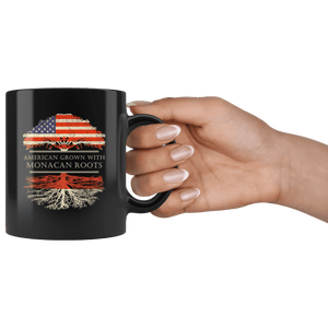 RobustCreative-Monacan Roots American Grown Fathers Day Gift - Monacan Pride 11oz Funny Black Coffee Mug - Real Monaco Hero Flag Papa National Heritage - Friends Gift - Both Sides Printed