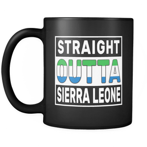 RobustCreative-Straight Outta Sierra Leone - Sierra Leonean Flag 11oz Funny Black Coffee Mug - Independence Day Family Heritage - Women Men Friends Gift - Both Sides Printed (Distressed)