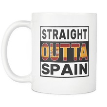 Load image into Gallery viewer, RobustCreative-Straight Outta Spain - Spanish Flag 11oz Funny White Coffee Mug - Independence Day Family Heritage - Women Men Friends Gift - Both Sides Printed (Distressed)
