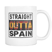 Load image into Gallery viewer, RobustCreative-Straight Outta Spain - Spanish Flag 11oz Funny White Coffee Mug - Independence Day Family Heritage - Women Men Friends Gift - Both Sides Printed (Distressed)
