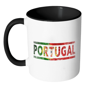 RobustCreative-Retro Vintage Flag Portuguese Portugal 11oz Black & White Coffee Mug ~ Both Sides Printed