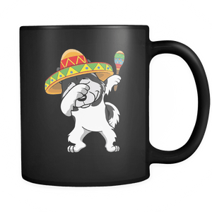 RobustCreative-Dabbing Alaskan Malamute Dog in Sombrero - Cinco De Mayo Mexican Fiesta - Dab Dance Mexico Party - 11oz Black Funny Coffee Mug Women Men Friends Gift ~ Both Sides Printed