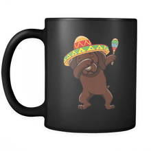 Load image into Gallery viewer, RobustCreative-Dabbing Vizsla Dog in Sombrero - Cinco De Mayo Mexican Fiesta - Dab Dance Mexico Party - 11oz Black Funny Coffee Mug Women Men Friends Gift ~ Both Sides Printed
