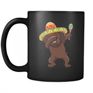 RobustCreative-Dabbing Vizsla Dog in Sombrero - Cinco De Mayo Mexican Fiesta - Dab Dance Mexico Party - 11oz Black Funny Coffee Mug Women Men Friends Gift ~ Both Sides Printed