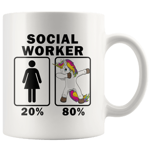 RobustCreative-Social Worker Dabbing Unicorn 80 20 Principle Superhero Girl Womens - 11oz White Mug Medical Personnel Gift Idea