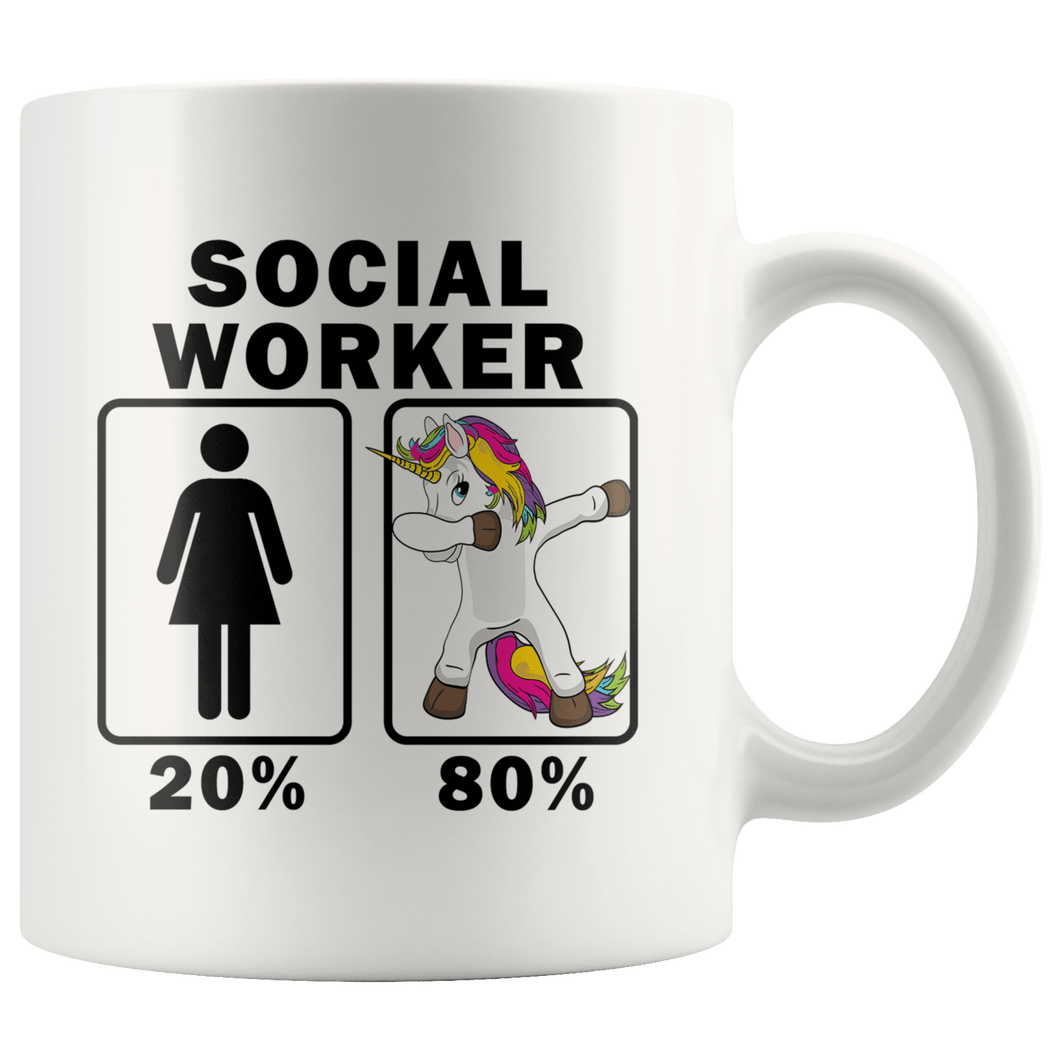 RobustCreative-Social Worker Dabbing Unicorn 80 20 Principle Superhero Girl Womens - 11oz White Mug Medical Personnel Gift Idea