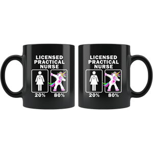 RobustCreative-Licensed Practical Nurse Dabbing Unicorn 20 80 Principle Superhero Girl Womens - 11oz Black Mug Medical Personnel Gift Idea