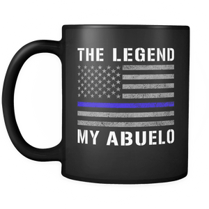 RobustCreative-Abuelo The Legend American Flag patriotic Trooper Cop Thin Blue Line Law Enforcement Officer 11oz Black Coffee Mug ~ Both Sides Printed