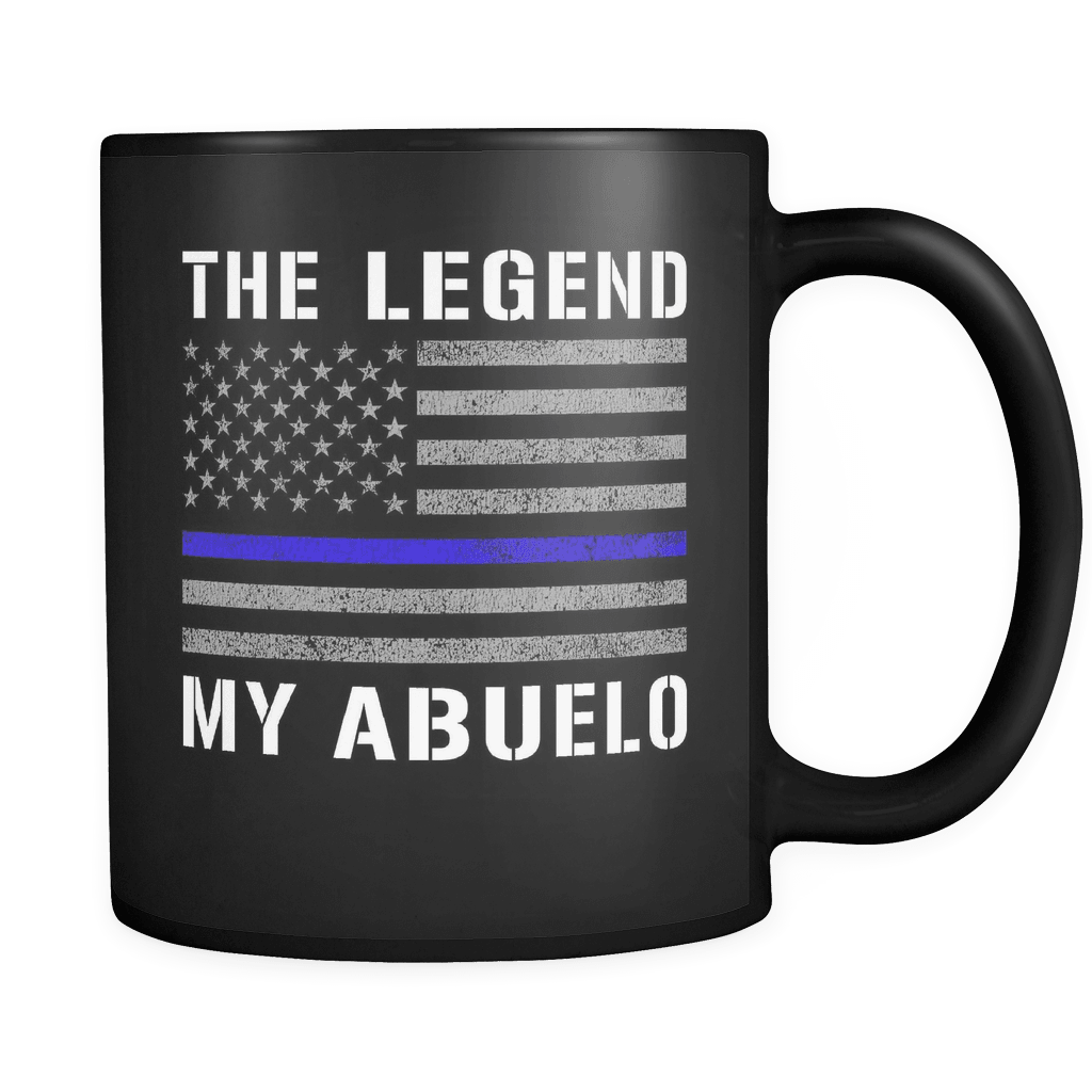 RobustCreative-Abuelo The Legend American Flag patriotic Trooper Cop Thin Blue Line Law Enforcement Officer 11oz Black Coffee Mug ~ Both Sides Printed