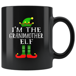 RobustCreative-Im The Grandmother Elf Matching Family Christmas - 11oz Black Mug Christmas group green pjs costume Gift Idea