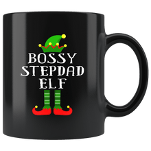 Load image into Gallery viewer, RobustCreative-Im The Bossy Stepdad Elf Family Matching Outfits PJ - 11oz Black Mug Christmas group green pjs costume Gift Idea
