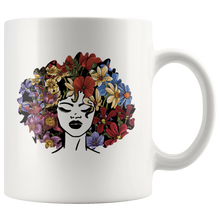 Load image into Gallery viewer, RobustCreative-Afro Natural Black Hair Africa Kind Pride - Melanin 11oz Funny White Coffee Mug - Educated Melanin Rich Skin Vintage Black Power Goddes - Friends Gift - Both Sides Printed
