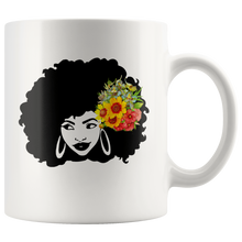 Load image into Gallery viewer, RobustCreative-Afro Natural Black Hair Kind Africa Pride - Melanin 11oz Funny White Coffee Mug - Educated Melanin Rich Skin Vintage Black Power Goddes - Friends Gift - Both Sides Printed

