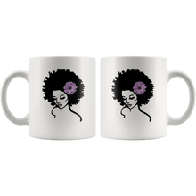 Load image into Gallery viewer, RobustCreative-Afro Natural Black Hair Kind African Pride - Melanin 11oz Funny White Coffee Mug - Educated Melanin Rich Skin Vintage Black Power Goddes - Friends Gift - Both Sides Printed

