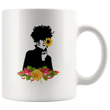 Load image into Gallery viewer, RobustCreative-Afro Natural Black Hair Kind Pride Classy - Melanin 11oz Funny White Coffee Mug - Educated Melanin Rich Skin Vintage Black Power Goddes - Friends Gift - Both Sides Printed
