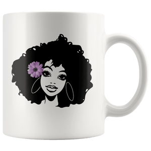 RobustCreative-Afro Natural Black Hair Kind Pride Smile - Melanin 11oz Funny White Coffee Mug - Educated Melanin Rich Skin Vintage Black Power Goddes - Friends Gift - Both Sides Printed