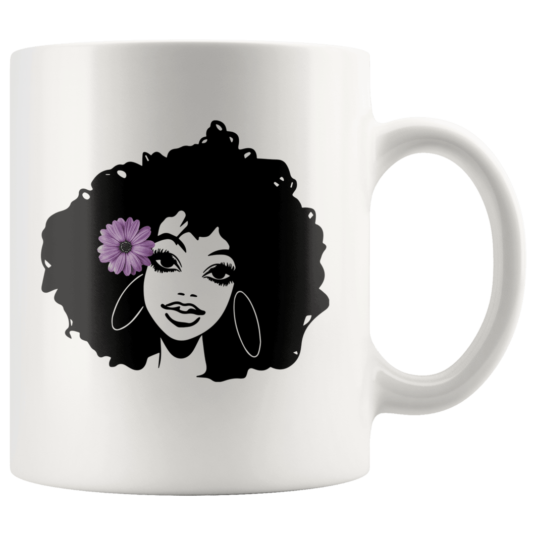 RobustCreative-Afro Natural Black Hair Kind Pride Smile - Melanin 11oz Funny White Coffee Mug - Educated Melanin Rich Skin Vintage Black Power Goddes - Friends Gift - Both Sides Printed