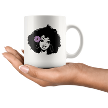 Load image into Gallery viewer, RobustCreative-Afro Natural Black Hair Kind Pride Smile - Melanin 11oz Funny White Coffee Mug - Educated Melanin Rich Skin Vintage Black Power Goddes - Friends Gift - Both Sides Printed
