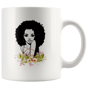 RobustCreative-Afro Natural Black Hair Pride Kind - Melanin 11oz Funny White Coffee Mug - Educated Melanin Rich Skin Vintage Black Power Goddes - Friends Gift - Both Sides Printed