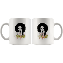 Load image into Gallery viewer, RobustCreative-Afro Natural Black Hair Pride Kind - Melanin 11oz Funny White Coffee Mug - Educated Melanin Rich Skin Vintage Black Power Goddes - Friends Gift - Both Sides Printed
