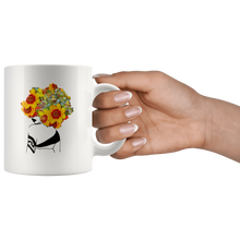 Load image into Gallery viewer, RobustCreative-Afro Natural Black Sunflower Hair Kind Pride - Melanin 11oz Funny White Coffee Mug - Educated Melanin Rich Skin Vintage Black Power Goddes - Friends Gift - Both Sides Printed
