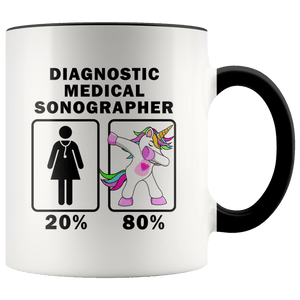 RobustCreative-Diagnostic Medical Sonographer Dabbing Unicorn 20 80 Principle Superhero Girl Womens - 11oz Accent Mug Medical Personnel Gift Idea