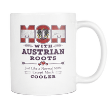Load image into Gallery viewer, RobustCreative-Best Mom Ever with Austrian Roots - Austria Flag 11oz Funny White Coffee Mug - Mothers Day Independence Day - Women Men Friends Gift - Both Sides Printed (Distressed)

