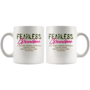 RobustCreative-Just Like Normal Fearless Grandma Camo Uniform - Military Family 11oz White Mug Active Component on Duty support troops Gift Idea - Both Sides Printed