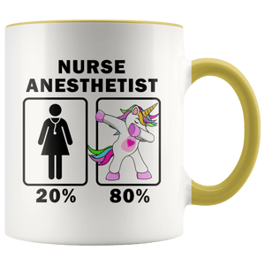 RobustCreative-Nurse Anesthetist Dabbing Unicorn 20 80 Principle Superhero Girl Womens - 11oz Accent Mug Medical Personnel Gift Idea