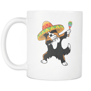 RobustCreative-Dabbing Australian Shepherd Dog in Sombrero - Cinco De Mayo Mexican Fiesta - Dab Dance Mexico Party - 11oz White Funny Coffee Mug Women Men Friends Gift ~ Both Sides Printed