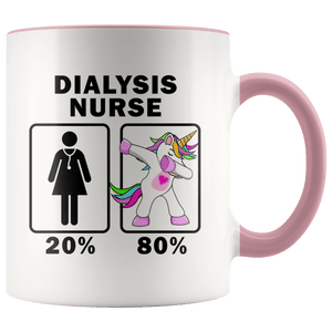 RobustCreative-Dialysis Nurse Dabbing Unicorn 20 80 Principle Superhero Girl Womens - 11oz Accent Mug Medical Personnel Gift Idea