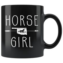 Load image into Gallery viewer, RobustCreative-Oklahoma Horse Girl Gifts Oklahoman Shape Country for women - 11oz Black Mug Racing Lover Gift Idea
