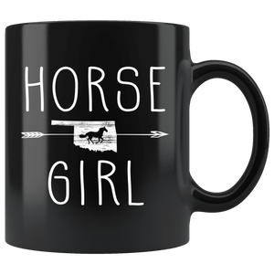 RobustCreative-Oklahoma Horse Girl Gifts Oklahoman Shape Country for women - 11oz Black Mug Racing Lover Gift Idea