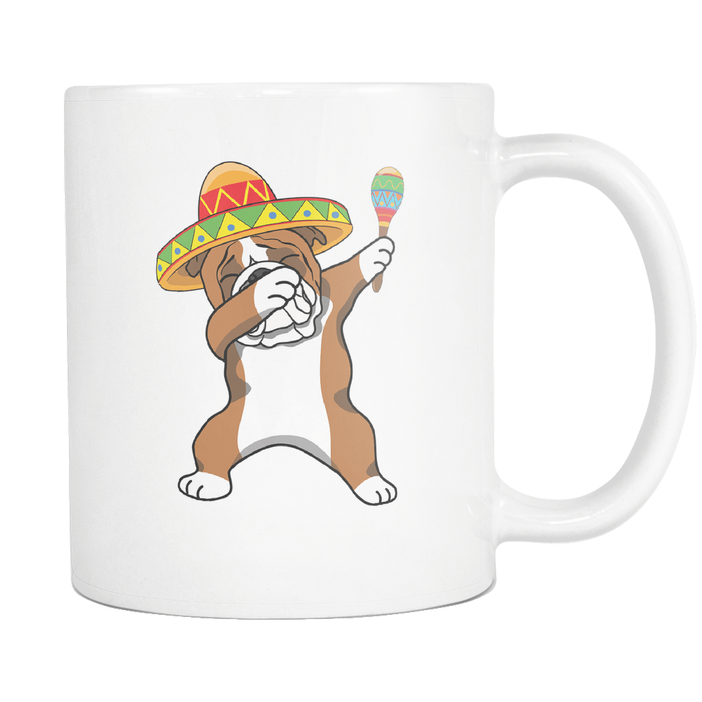RobustCreative-Dabbing Bulldog Dog in Sombrero - Cinco De Mayo Mexican Fiesta - Dab Dance Mexico Party - 11oz White Funny Coffee Mug Women Men Friends Gift ~ Both Sides Printed