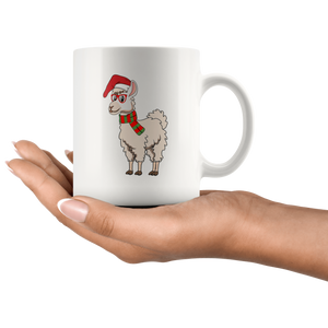 RobustCreative-Llama Dabbing Santa Hipster Glasses Alpaca Lover Santas Hat - 11oz White Mug Christmas gift idea Gift Idea