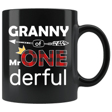 Load image into Gallery viewer, RobustCreative-Granny of Mr Onederful Crown 1st Birthday Buffalo Plaid Black 11oz Mug Gift Idea
