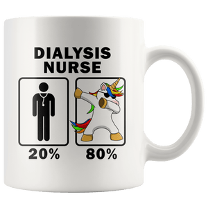 RobustCreative-Dialysis Nurse Dabbing Unicorn 80 20 Principle Graduation Gift Mens - 11oz White Mug Medical Personnel Gift Idea