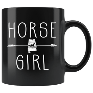 RobustCreative-Alabama Horse Girl Gifts Alabamian Shape Country for women - 11oz Black Mug Riding Lover Gift Idea