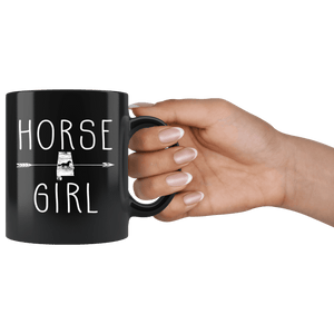 RobustCreative-Alabama Horse Girl Gifts Alabamian Shape Country for women - 11oz Black Mug Riding Lover Gift Idea