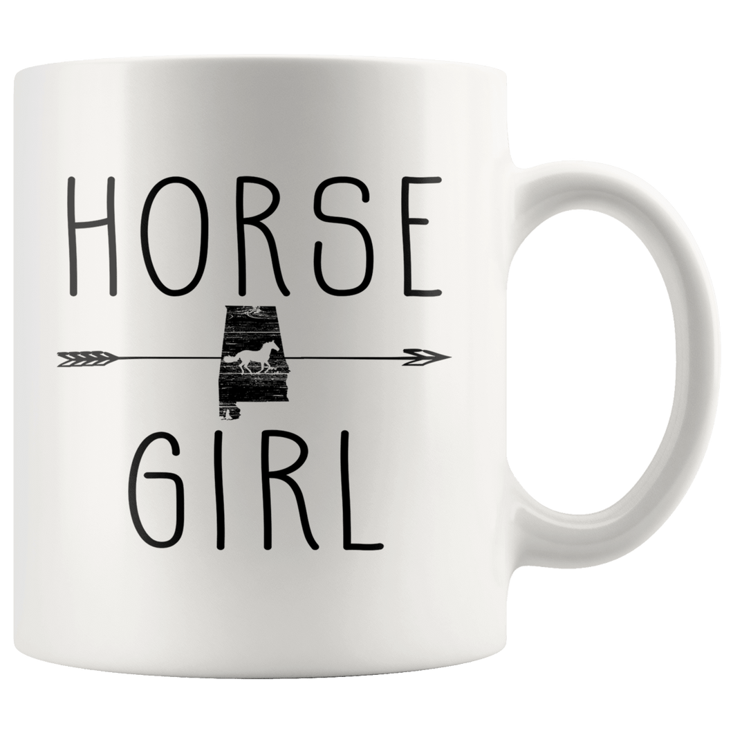 RobustCreative-Alabama Horse Girl Gifts Alabamian Shape Country for women - 11oz White Mug Riding Lover Gift Idea