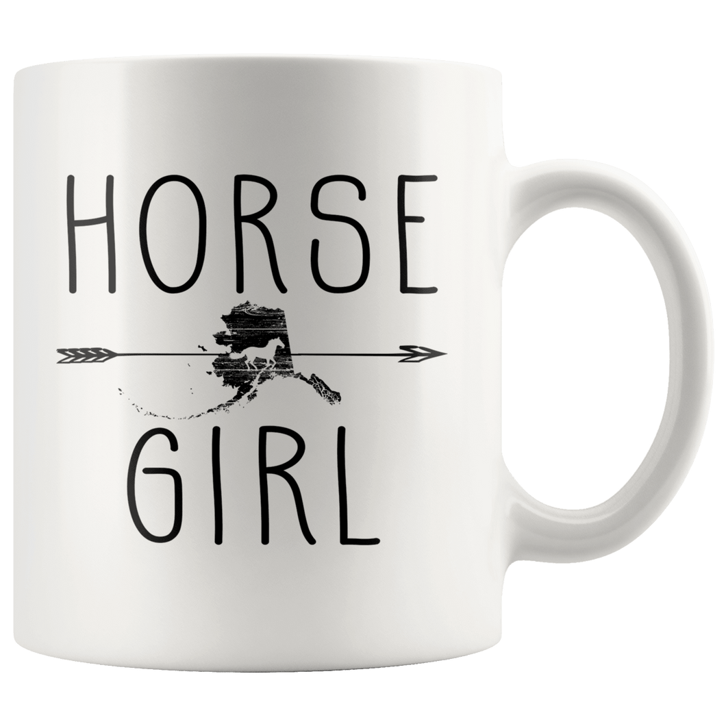 RobustCreative-Alaska Horse Girl Gifts Alaskan Shape Country for women - 11oz White Mug Racing Lover Gift Idea