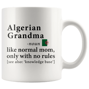 RobustCreative-Algerian Grandma Definition Algeria Flag Grandmother - 11oz White Mug family reunion gifts Gift Idea