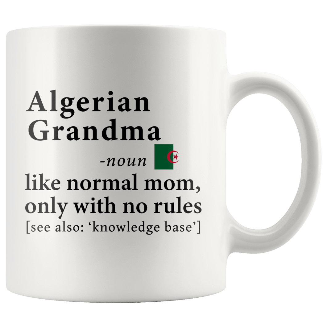 RobustCreative-Algerian Grandma Definition Algeria Flag Grandmother - 11oz White Mug family reunion gifts Gift Idea